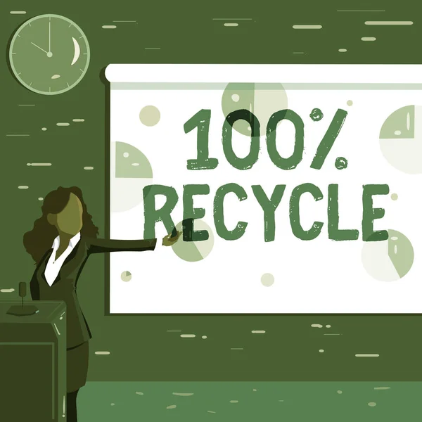 Текст, показывающий вдохновение 100% Recycle. Word Win содержит 100-процентный постпотребительский рекуперированный материал. — стоковое фото