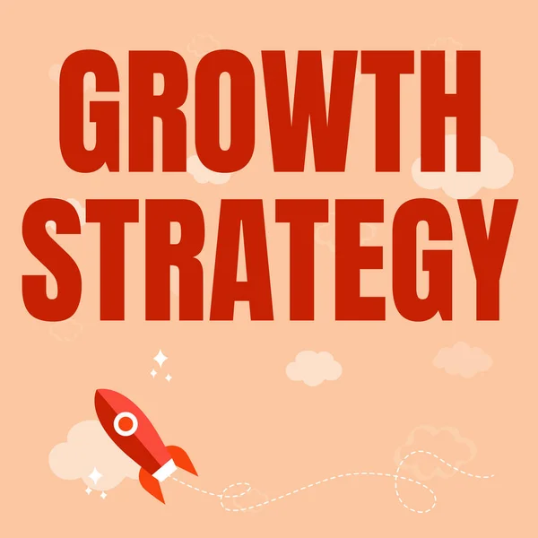 Konceptuell bildtext Tillväxtstrategi. Affärsidé Strategi som syftar till att vinna större marknadsandelar på kort sikt Rocket Ship lanserar Fast Rakt upp till Yttre rymden. — Stockfoto