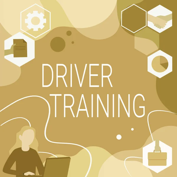 Hand writing sign Driver Training. Internet Concept prepares a new driver to obtain a driver s is license Woman Innovative Thinking Leading Ideas Towards Stable Future.