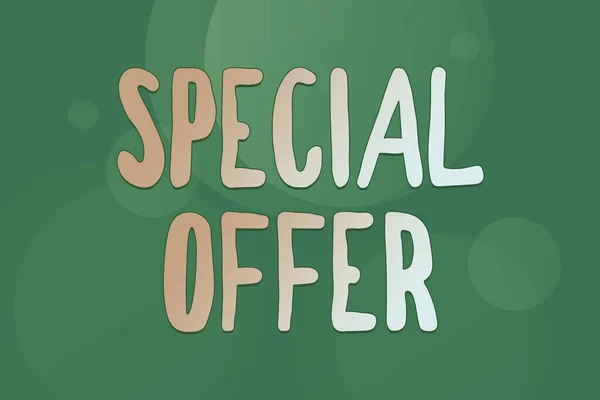 Writing displaying text Special Offer. Business approach Selling at a lower or discounted price Bargain with Freebies Line Illustrated Backgrounds With Various Shapes And Colours. — Stock Photo, Image