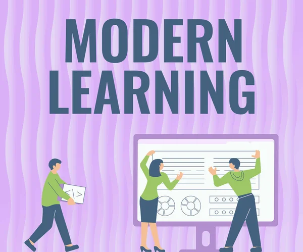 Tekst pisma Modern Learning. Internet Concept elastyczna i zwinna konfiguracja Innowacyjne środowiska uczenia się Koledzy Rysunek stojący obok tabeli Wykres projekcji — Zdjęcie stockowe