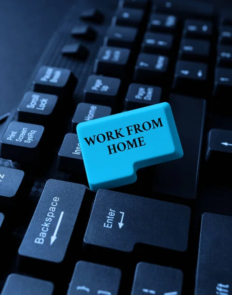 Sign displaying Work From Home. Business concept Work From Home Abstract Sending Multiple Messages Online, Typing Group Lessons — Stock Photo, Image