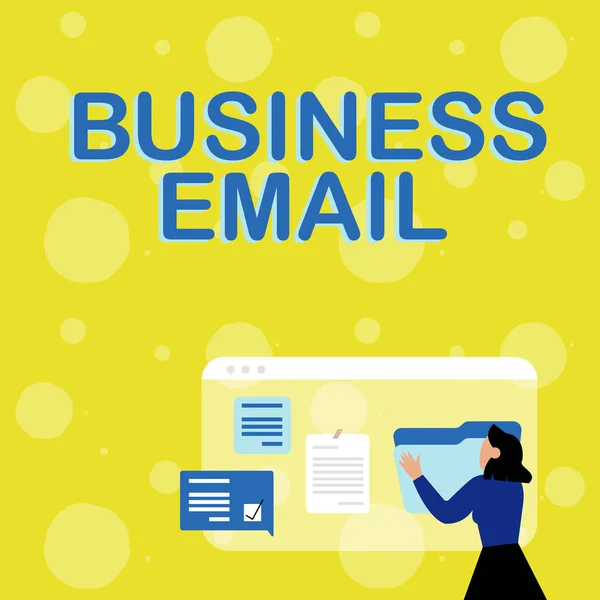 Manuscrito texto Business Email. Negócios abordar o e-mail que você usa especificamente para o seu negócio Mulher Organizar Histórico do Navegador, Edição de Organizar Arquivos On-line, — Fotografia de Stock