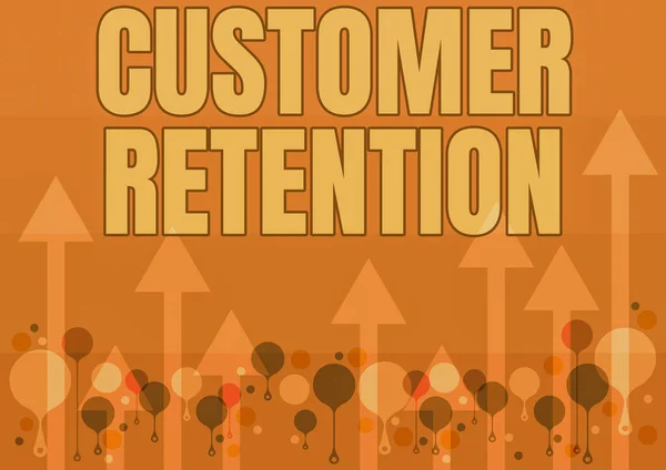 Inspiration showing sign Customer Retention. Conceptual photo Keeping loyal customers Retain many as possible Illustration Of A Long Arrows Floating Smoothly Towards The Sky High