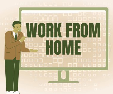 Evden Eserleri gösteren metin yazılıyor. Ev İşadamından İş Sözcüğü Bilgisayar Ekranında Harika Fikirler Sunar