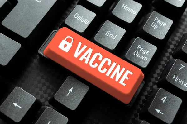Segno di scrittura a mano Vaccino. Business idea Vaccino astratto Creare un'esperienza Internet sicura, Prevenire la diffusione del virus digitale — Foto Stock