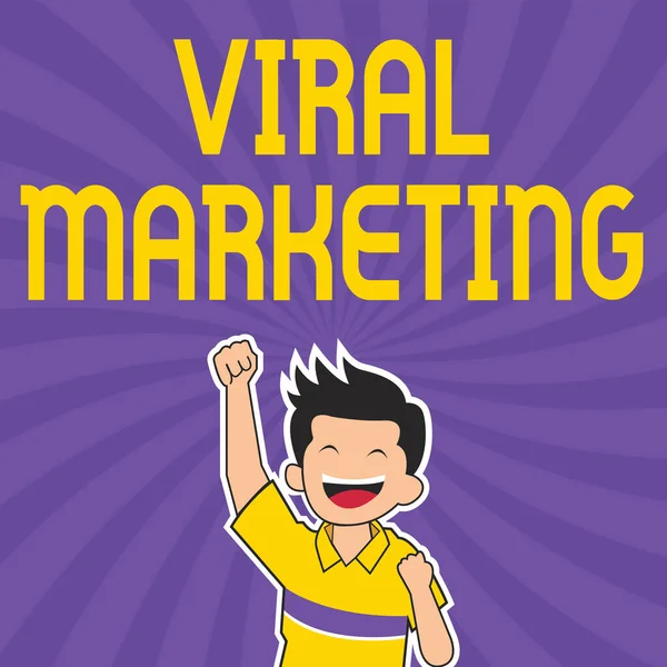 Fogalmi megjelenítés Virális Marketing. Üzleti áttekintés Virális Marketing Vidám ember Élvezi a teljesítményt Spirál háttér felemelése kéz. — Stock Fotó