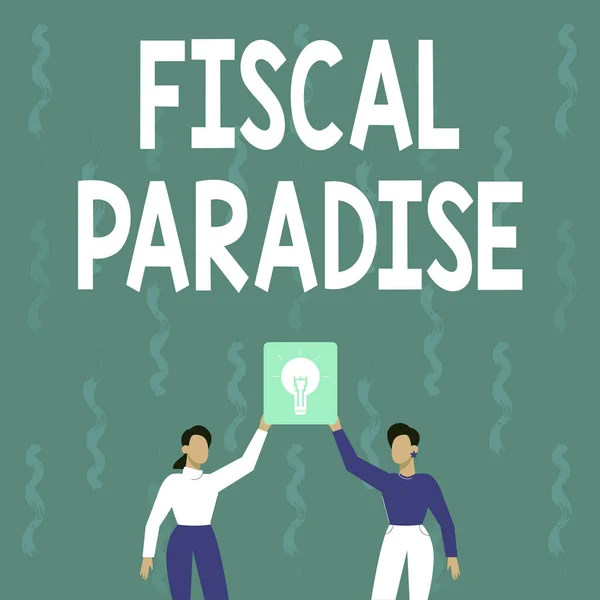 Inspiráció mutatja jelét Fiscal Paradise. Üzleti kirakat A közpénzek pazarlása nagy aggodalomra ad okot Két kolléga Lámpa bemutatása Új teljesítmény elérése. — Stock Fotó