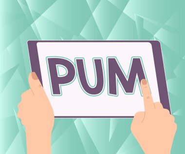 Mesaj işareti Pum 'u gösteriyor. Yeni İnanılmaz Fikirler İçin Tablet Arayan Bir Elin İllüstrasyonu tarafından gerçekleştirilebilecek istenmeyen değişiklik anlamına gelen kavram.