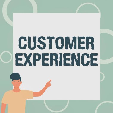 Metin Gösterimi Müşteri Deneyimi Yazılıyor. Memnun Müşteri ve Örgüt Centilmenleri Arasındaki Etkileşim Üzerine Yazılan Sözcük, Beyaz Tahtadaki İşaret Parmağını İşaret Etmek.