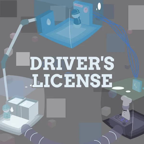 Fogalmi felirat Driver S licenc. Olyan dokumentumra vonatkozó szó, amely lehetővé teszi a személy számára, hogy gépjárművet vezessen Csatlakozott fülkék A szükséges munkahelyi erőforrások biztosítása. — Stock Fotó