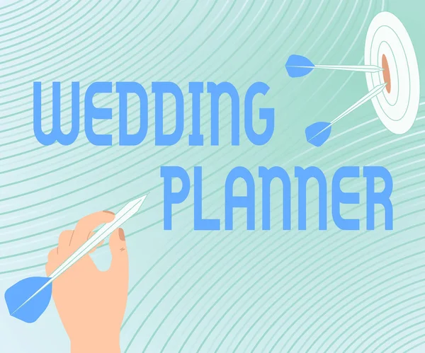 Inspiracja pokazująca znak Planer Ślubów. Word Written on Wedding Planner Presenting Message Hitting Target Concept, Streszczenie ogłaszające cel. — Zdjęcie stockowe