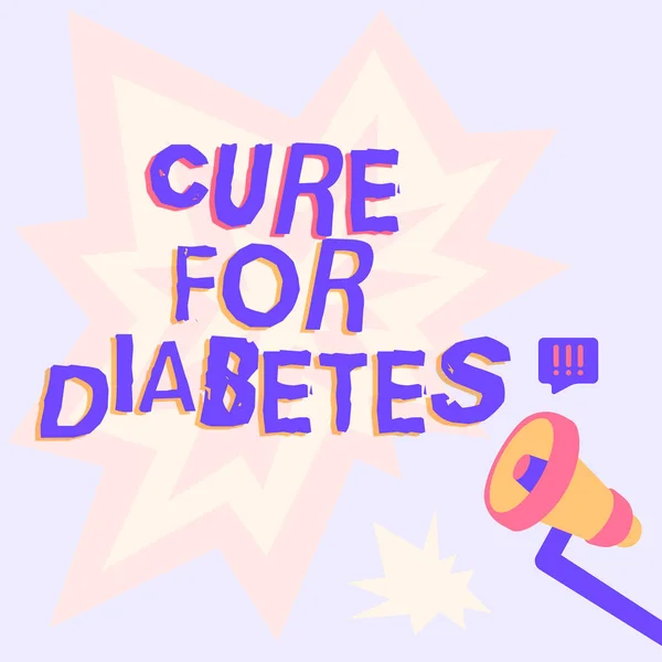 Текстовый знак "Лечение от диабета". Бизнес-идея повышения чувствительности тканей организма к инсулиновой иллюстрации мегафона с помощью солнечного луча. — стоковое фото