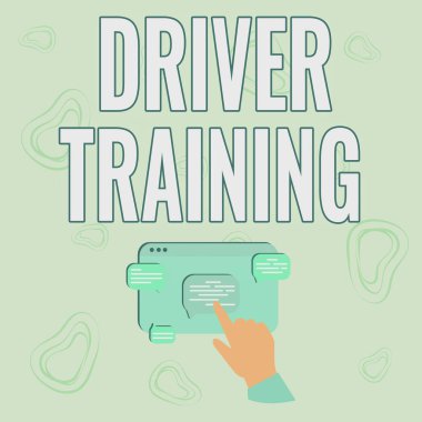 Sürücü Eğitimini gösteren mesaj işareti. İş genel görünümü, sürücü ehliyeti almak için yeni bir sürücü hazırlıyor: El Büyüme Grafiği Gösterme Web Tarayıcı Ekranı.