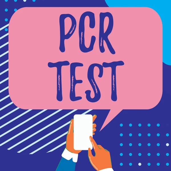 Pisanie tekstu Pcr Test. Business concept quality detection of viral genome within the short seqeunce of DNA Mobile Drawing Sharing Pozytywne komentarze i dobra bańka słowna — Zdjęcie stockowe