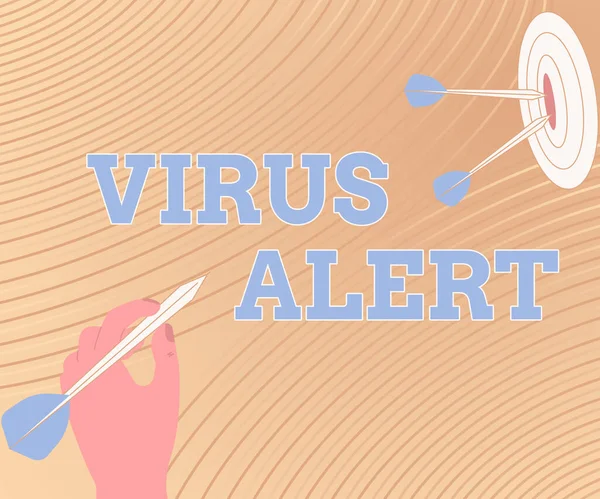 Mesaj işareti Virüs Alarmı 'nı gösteriyor. Kavram anlamı: Virüs Alarmı Sunan Mesaj Vurma Hedefi Kavramı, Soyut Açıklama Hedefi. — Stok fotoğraf