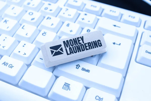 Sign displaying Money Laundering. Concept meaning illegal process hiding origin of money obtained illegally Abstract Replying To Online Message, Typing And Sending Internet Letters
