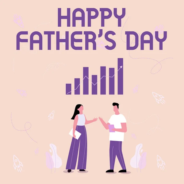 Inspiration visar tecken Glad Fader S Is Day. Ord Skrivet om firande hedra pappor och fira faderskap Illustration av Partners dela underbara idéer för skicklighet förbättring. — Stockfoto