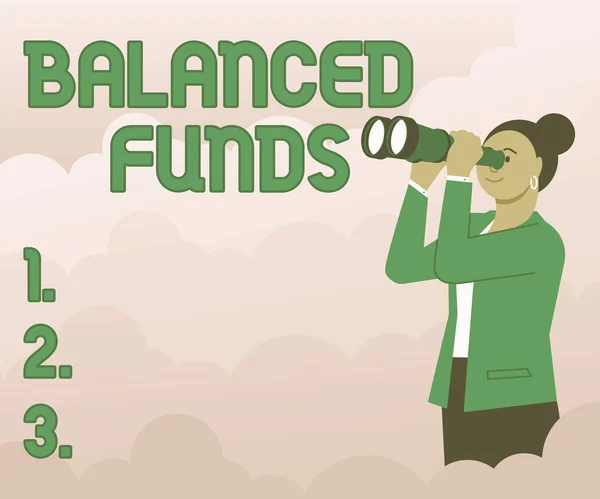Bildunterschrift: Balanced Funds. Geschäftsidee hybrider Investmentfonds, der verschiedene Wertpapiere kombiniert.. — Stockfoto