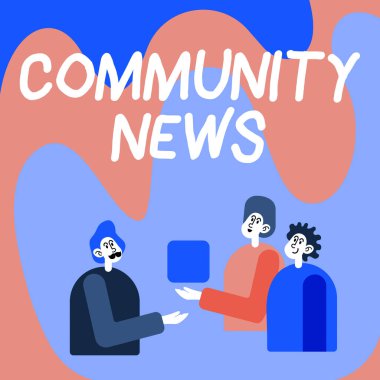 Halk Haberleri 'ni gösteren bir tabela. İş konsepti haber kapsamı tipik olarak şehir mahallelerine odaklanır Küp Gösteren Meslektaşlar Gelecek Projesini Temsil Eden Takım Çalışmaları.