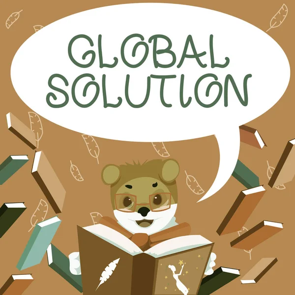 Inspiratie toont teken Global Solution. Conceptuele foto omgaan met een moeilijke situatie die landen kan helpen Fox Met Bril Zittend In Bibliotheek Lezen Een Boek Studeren. — Stockfoto
