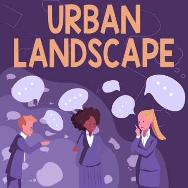 Şehir manzarasını gösteren bir tabela. Şehirdeki sahneleri yakalayan iş yaklaşımı görüntüleri, Ortakların Yetenek Geliştirme için Yeni Harika Fikirler Oluşturmasının geniş bir canlandırması olabilir..