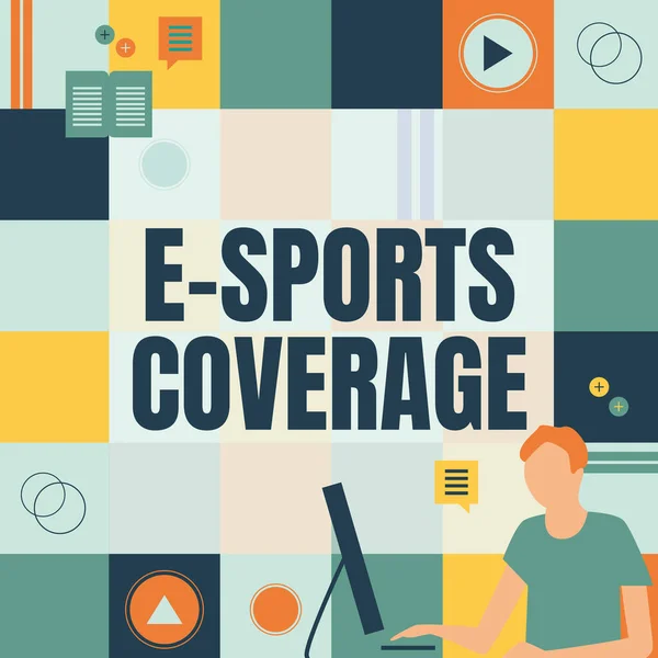 Fogalmi megjelenítés E Sports Coverage. Üzleti kirakat Élő közvetítés a legújabb sportversenyről Műsorszórás Üzletember Innovatív gondolkodás Vezető ötletek a stabil jövő felé. — Stock Fotó