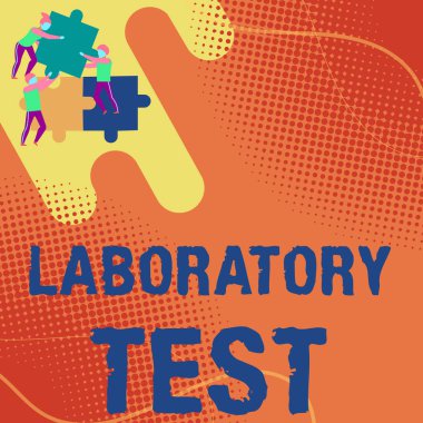 Metin Laboratuvarı Testi gösteriliyor. Maddelerden gelen tıbbi teşhisin belirlenmesi sorunu çözmek için birbirlerine yardım eden testere parçaları tutan ekibin test edilmesidir..