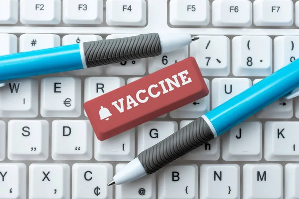 Conceptual display Vaccine. Concept meaning Vaccine Editing New Story Title, Typing Online Presentation Prompter Notes — Stock Photo, Image