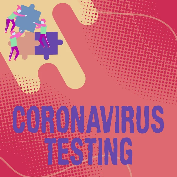 Текст, що показує натхнення для тестування на коронавірус. Концептуальне значення Збірка зразків від життєздатного пацієнта для ідентифікації SARSCoV2 Team Holding головоломки допомагає один одному вирішити проблему . — стокове фото