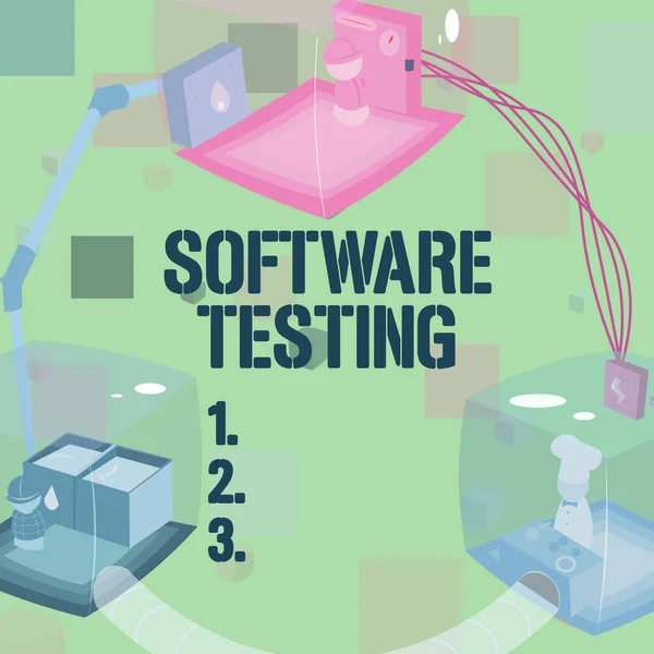 Text sign showing Software Testing. Internet Concept investigation provide information about the quality of it Joined Booths Providing Necessary Workplace Resources.