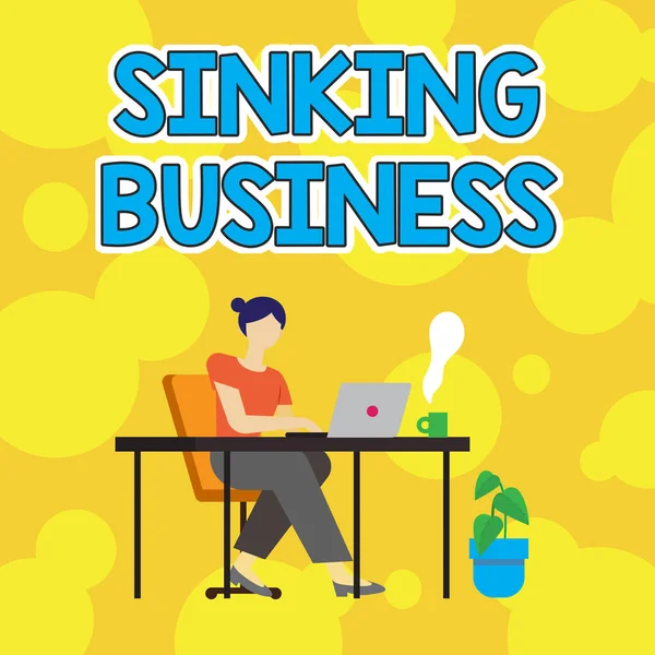 Handschrift Zeichen Sinkende Geschäfte. Das Unternehmen oder eine andere Organisation, die im Versagen begriffen ist, wird von Unternehmen angegangen. — Stockfoto