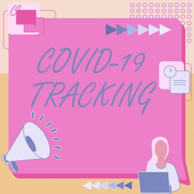 İlham Covid 19 'un izini sürdüğünü gösteriyor. Enfeksiyon kapmış olabilecek kişilerin kavramsal fotoğraf ayırt etme süreci. Kadın, Megafon 'un yanında çalışarak yeni bir duyuru yapıyor.