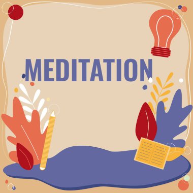 El yazısı metni meditasyonu. İş vitrininde zihinsel ve duygusal olarak sakin ve istikrarlı bir metin çerçevesi oluşturuldu. Etrafı çeşitli çiçek kalpleriyle çevrili ve yapraklarla çevrili.