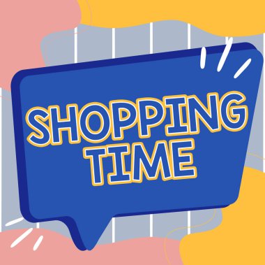 El yazısı, alışveriş zamanı. İş yaklaşımı. Reklamları Beklemek İçin Boş Büyük Sohbet Kutusunun İllüstrasyonu 'nun satın alındığı bir zaman dilimi..