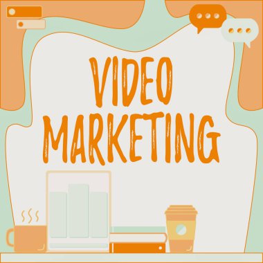 Metin Video Pazarlaması yazılıyor. İş fikri, Tablet Kalem Tutucu Açık Boş Not Defteri Düzenlenmiş Makaleler Masası kullanılarak özel konular hakkında kısa videolar oluşturur.