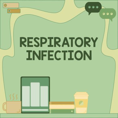 El yazısı metni, Solunum Enfeksiyonu. Normal nefes alma masasını etkileyen herhangi bir bulaşıcı hastalığın kavramsal fotoğrafı Tablet Kalem Tutucu Açık Boş Not Defteri Düzenli.