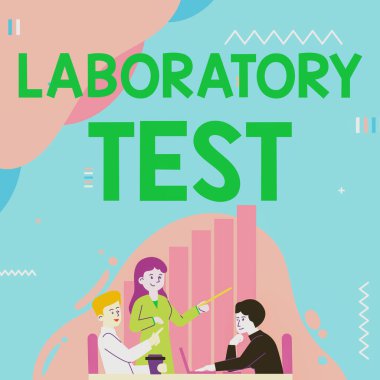 Laboratuvar testini gösteren mesaj işareti. Tıbbi bir teşhisin belirlenmesiyle ilgili olarak Lady Drawing 'in Takım Arkadaşına Açıklama Süreci Adımları' nda test edilen maddelerden alınmıştır..