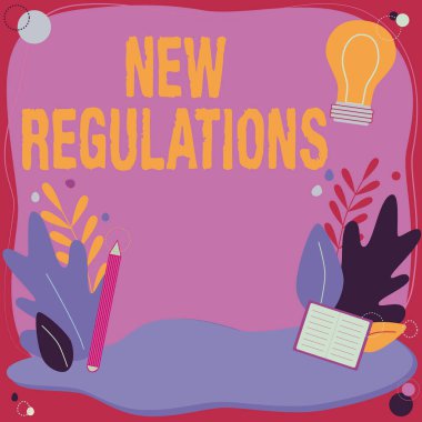 El yazısı metni Yeni Yönetmelikler. Ticari yaklaşım yönetmeliği genellikle kurallar tarafından kullanılan faaliyetleri kontrol eder. Metin Çerçevesi Çiçek Kalpler ve Yapraklarla çevrili
