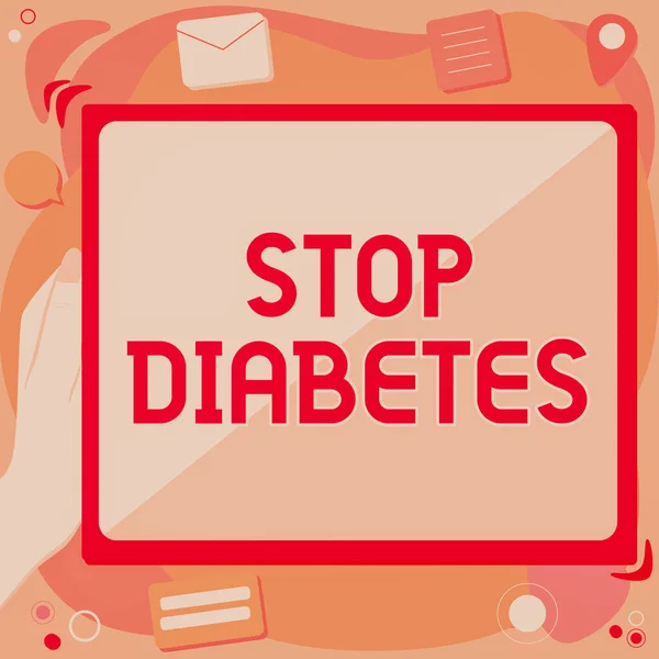 Affichage conceptuel Stop au diabète. Approche commerciale Le taux de sucre dans le sang est plus élevé que la normale Injecter de l'insuline Résumé Supprimer l'historique du navigateur, Modifier l'organisation des fichiers en ligne. — Photo