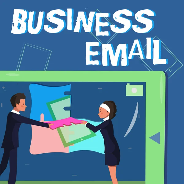 Segno di testo che mostra Business Email. Business vetrina l'e-mail che si utilizza specificamente per il vostro business Colleghi Costruire nuovi piani di progetto Presentando le ultime idee. — Foto Stock