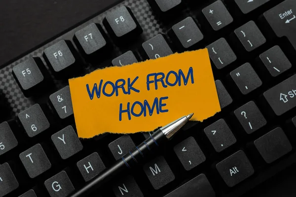 Sign displaying Work From Home. Business concept Work From Home Connecting With Online Friends, Making Acquaintances On The Internet — Stock Photo, Image
