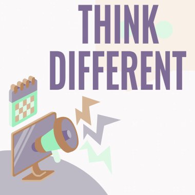 Metin başlığı farklı düşünün sunar. İş yaklaşımınız eşsiz olsun. Düşünceleriniz ve tavırlarınızla. Değişen Tavan Tavanı Megafonu Çekme Tepkisi Verme Duyurusu.