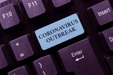 Coronavirus Salgını metni yazılıyor. Yeni keşfedilen COVID19 Kelime İşleme Programı Fikirleri, Günlük Güncelleme Güncelleme Güncelleme Kavramı 'ndan kaynaklanan kavramsal fotoğraf bulaşıcı hastalıklar