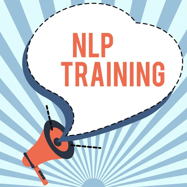 手写签名Nlp Training 。互联网概念- -一个人的主观体验结构的研究- -大声扩音器发出新的宣告 — 图库照片