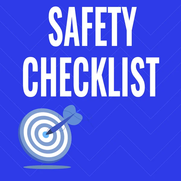Sign displaying Safety Checklist. Business showcase list of items you need to verify, check or inspect Presenting Message Hitting Target Concept, Abstract Announcing Goal,