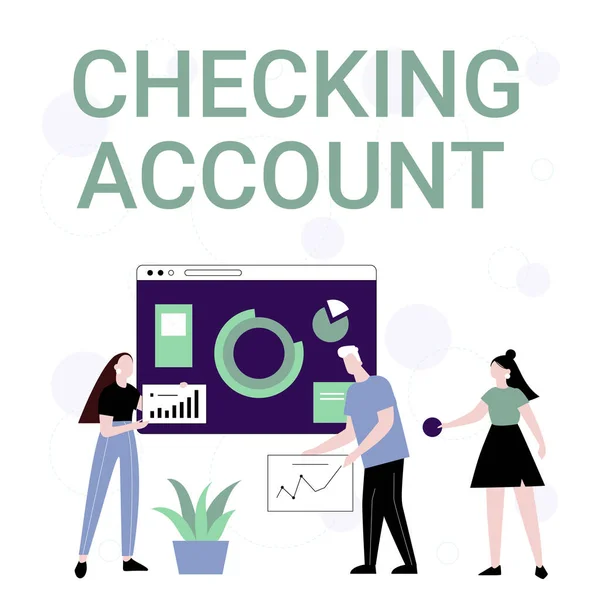 Text showing inspiration Checking Account. Conceptual photo bank account that allows you easy access to your money Employee Helping Together Sharing Ideas For Skill Improvement. — Stock Photo, Image