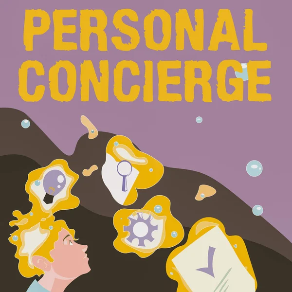 Inspiración mostrando signo Personal Concierge. Negocios muestran a alguien que va a hacer arreglos o hacer mandados Ilustración de un hombre de pie que viene con nuevas ideas increíbles — Foto de Stock