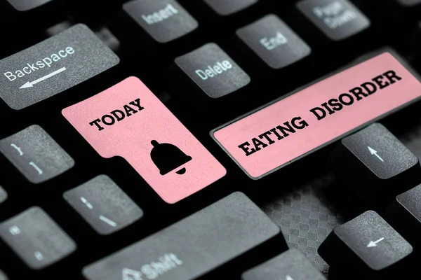 Sign displaying Eating Disorder. Word Written on illnesses or severe disturbances in their eating behaviors Abstract Typing Lesson And Lecture Plans, Retyping Song Lyrics