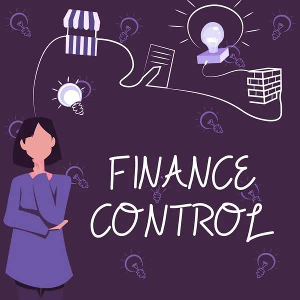 Schreiben mit Textanzeigen Finance Control. Geschäftskonzepte, die umgesetzt werden, um die Finanzen zu verwalten Frau Innovatives Denken Führende Ideen in eine stabile Zukunft. — Stockfoto